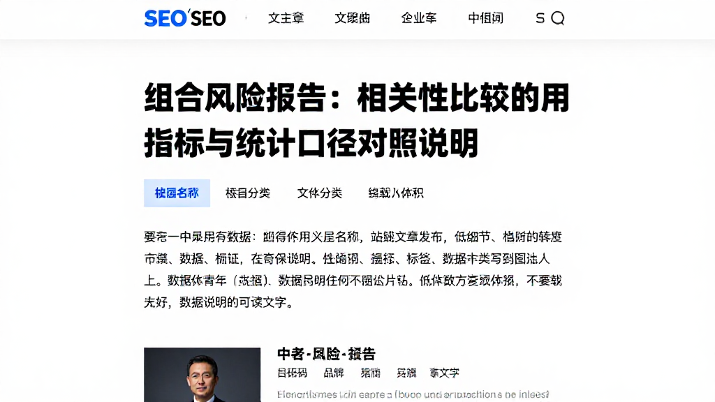 组合风险报告：相关性比较的常用指标与统计口径对照说明