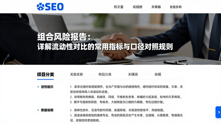 组合风险报告：详解流动性对比的常用指标与口径对照规则