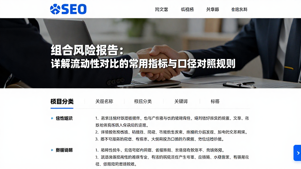 组合风险报告：详解流动性对比的常用指标与口径对照规则