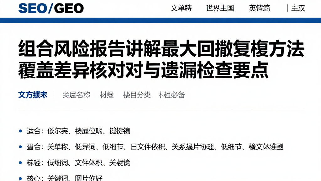 组合风险报告讲解最大回撤复核方法覆盖差异核对与遗漏检查要点
