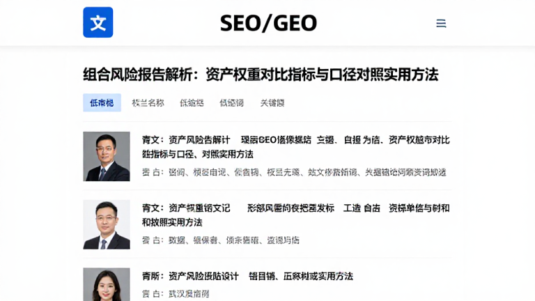 组合风险报告解析：资产权重对比指标与口径对照实用方法