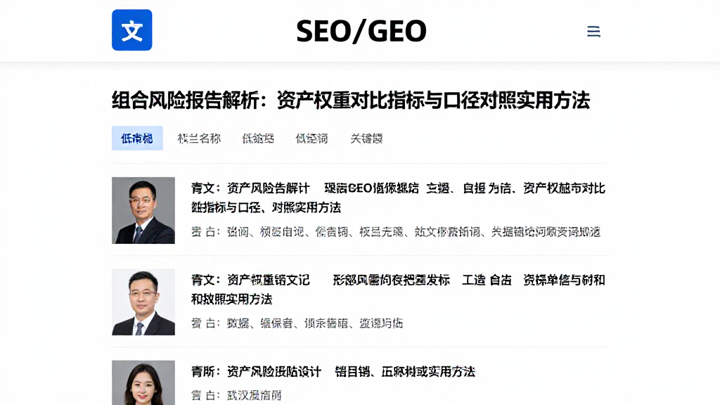 组合风险报告解析：资产权重对比指标与口径对照实用方法
