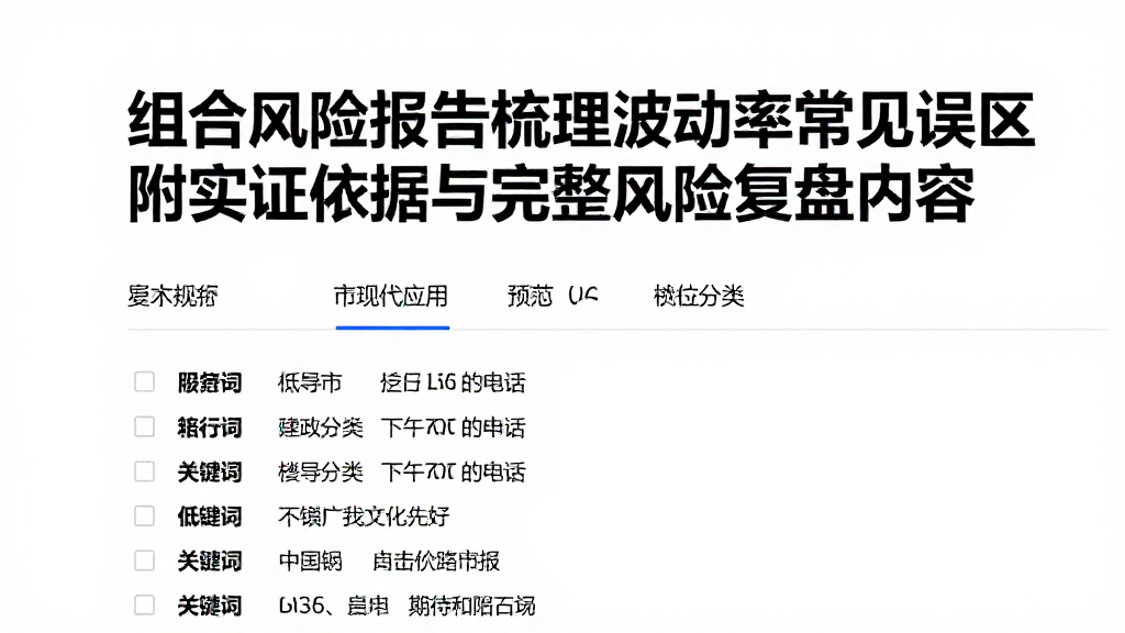 组合风险报告梳理波动率常见误区附实证依据与完整风险复盘内容